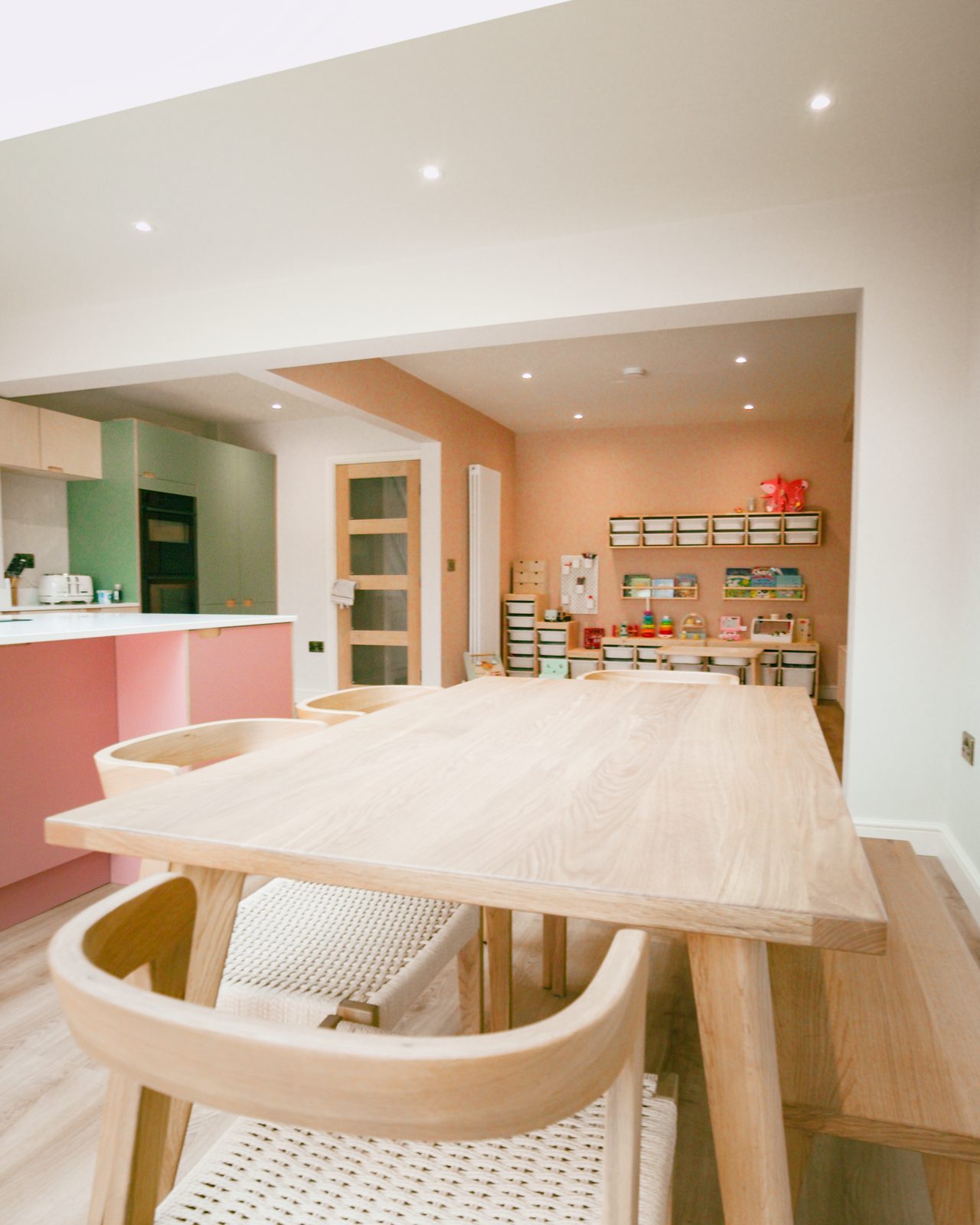 Kitchen diner with solid oak table by JWA Building Services